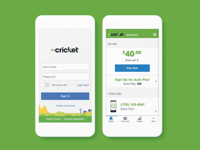 cricket mobile login