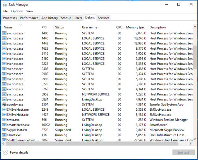 svchost.exe além do uso de cpu